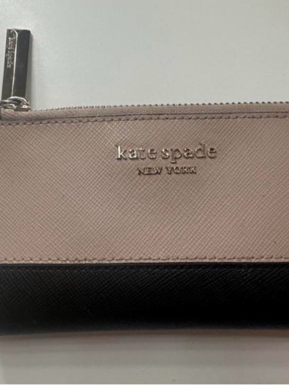 kate spade Two-Tone Saffiano Zip Wallet - Blush & Black
